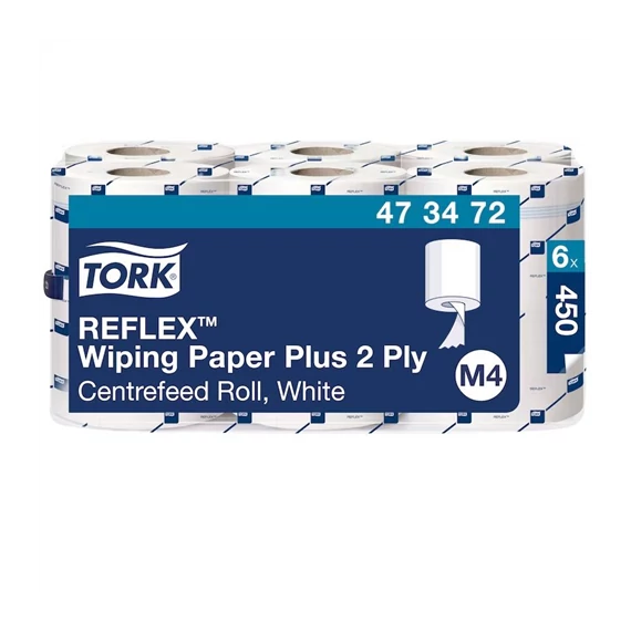 Tork Reflex™ belsőmagos törlőpapír tekercs 2 rétegű, 151 méter/tekercs, 6 tekercs/karton - M4 - Fehér
