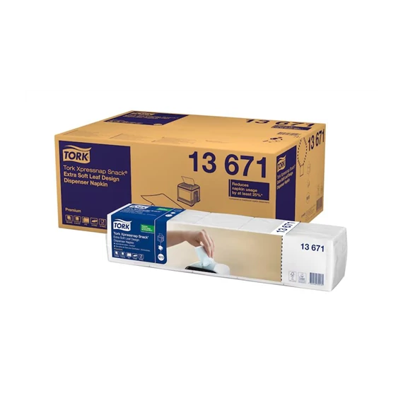 Tork Xpressnap Snack® Extra Soft adagolós szalvéta N10 - Fehér levélmintás 4000 lap/csomag