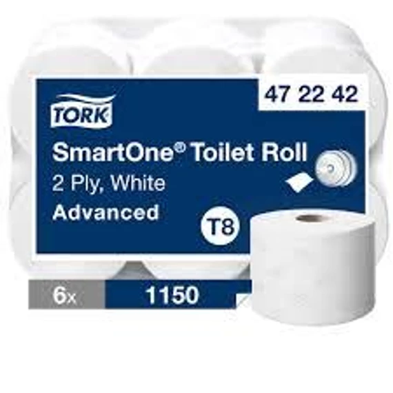 Tork SmartOne® tekercses toalettpapír 2 rétegű, 1150 lap/tekercs, 6 tekercs/karton - T8 - Fehér