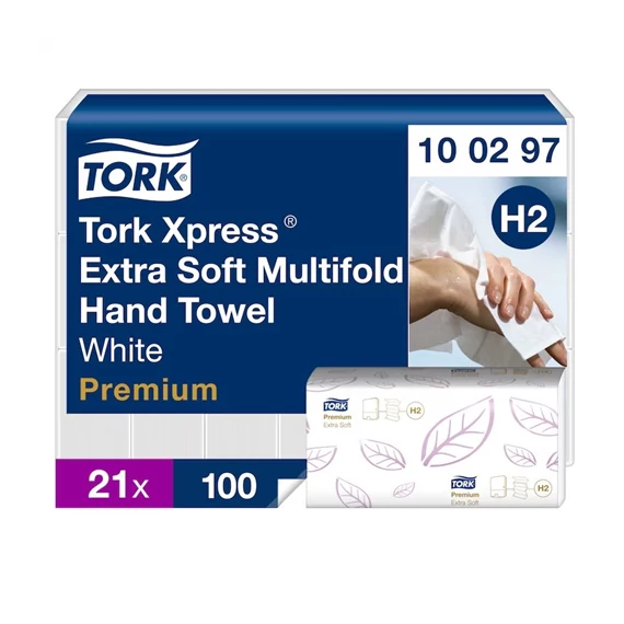 Tork Xpress® multifold Extra Soft kéztörlő 2 rétegű, 21x100 lap/karton - H2 - Fehér