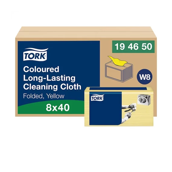 Tork Színkódolt, többször használható tisztítókendő 40 db/csomag - W8 - Sárga