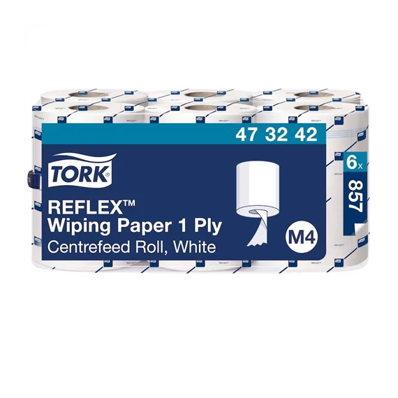 Tork Reflex™ belsőmagos törlőpapír tekercs 1 rétegű, 300 méter/tekercs, 6 tekercs/karton - M4 - Fehér