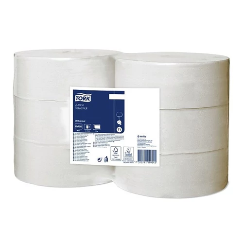 Tork Jumbo toalettpapír 2 rétegű, 380 méter/tekercs, 6 tekercs/karton - T1 - Fehér