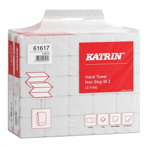 Katrin Non-Stop lapadagolású kéztörlő  2 rétegű, 160x25 lap/karton - Fehér