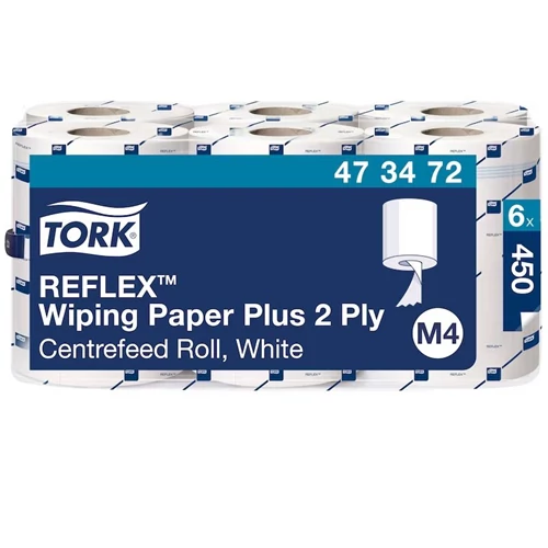 Tork Reflex™ belsőmagos törlőpapír tekercs 2 rétegű, 151 méter/tekercs, 6 tekercs/karton - M4 - Fehér
