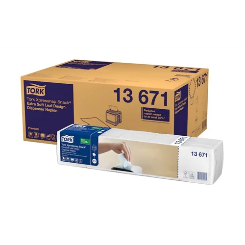 Tork Xpressnap Snack® Extra Soft adagolós szalvéta N10 - Fehér levélmintás 4000 lap/csomag