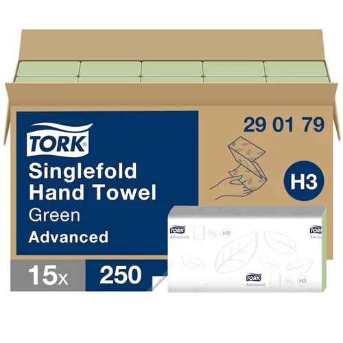 Tork Singlefold kéztörlő 2 rétegű, 15x250 lap/karton - H3 - Zöld