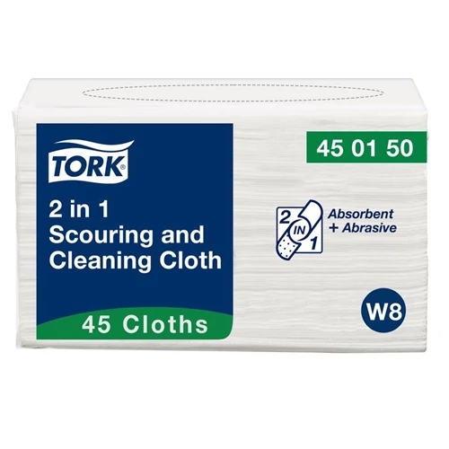 Tork 2 in 1 súroló- és tisztítókendő 45 db/csomag - W8