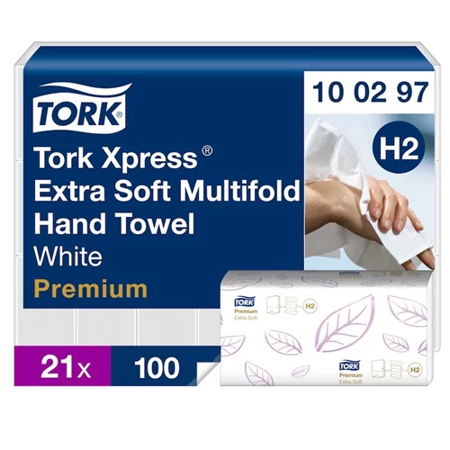 Tork Xpress® multifold Extra Soft kéztörlő 2 rétegű, 21x100 lap/karton - H2 - Fehér