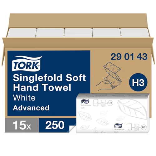 Tork Soft Singlefold kéztörlő 2 rétegű,15x250 lap/karton - H3 - Fehér
