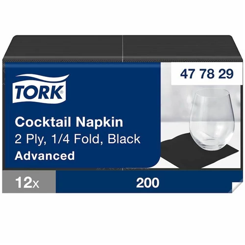 Tork Koktélszalvéta 2 rétegű 24x24 cm 200 lap/csomag - fekete