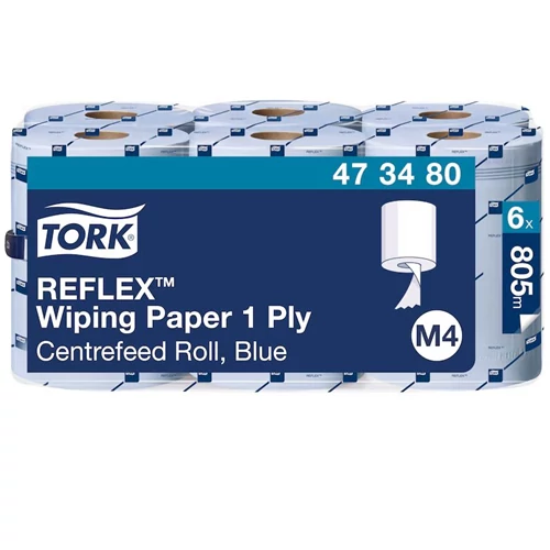 Tork Reflex™ belsőmagos törlőpapír tekercs 1 rétegű, 270 méter/tekercs, 6 tekercs/karton - M4 - Kék