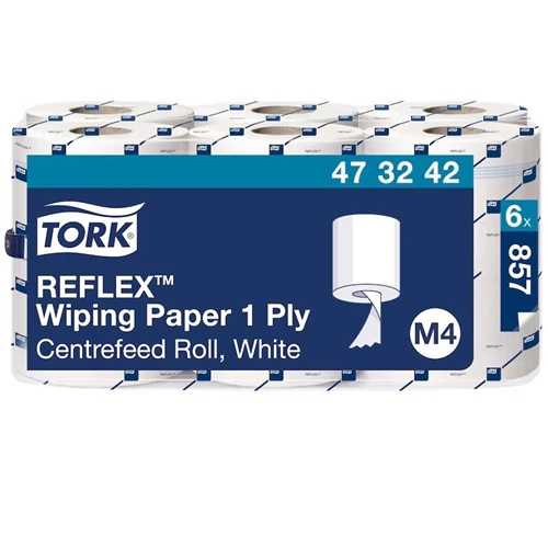 Tork Reflex™ belsőmagos törlőpapír tekercs 1 rétegű, 300 méter/tekercs, 6 tekercs/karton - M4 - Fehér
